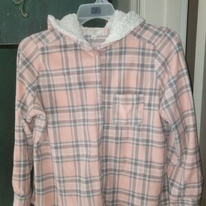 Pink Plaid Light Jacket With Hood Ladies